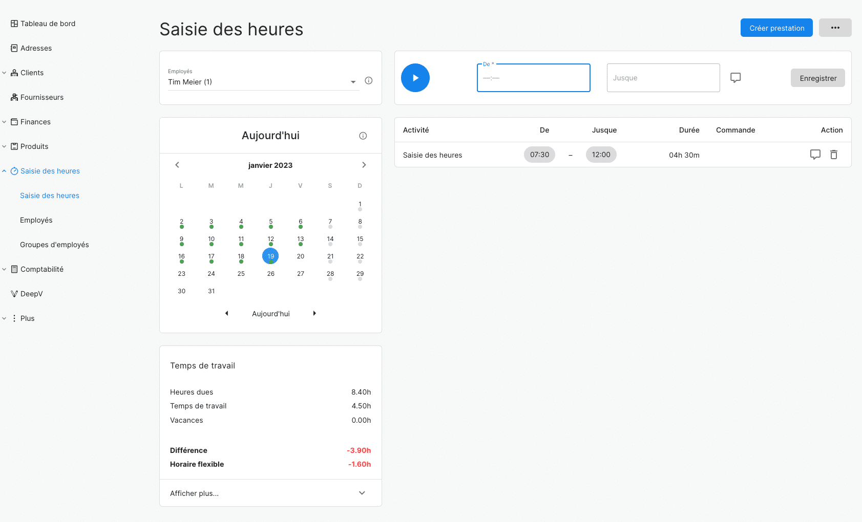 Saisie des heures de travail 21.AbaNinja