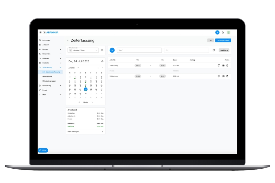 Integrierte Zeiterfassung Buchhaltungsprogramm 21. AbaNinja