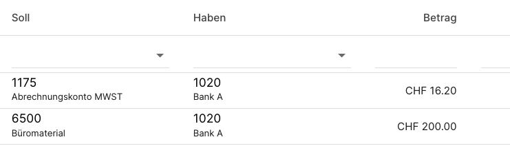 Buchungssätze einfach erklärt Lieferantenbuchung inkl MWST